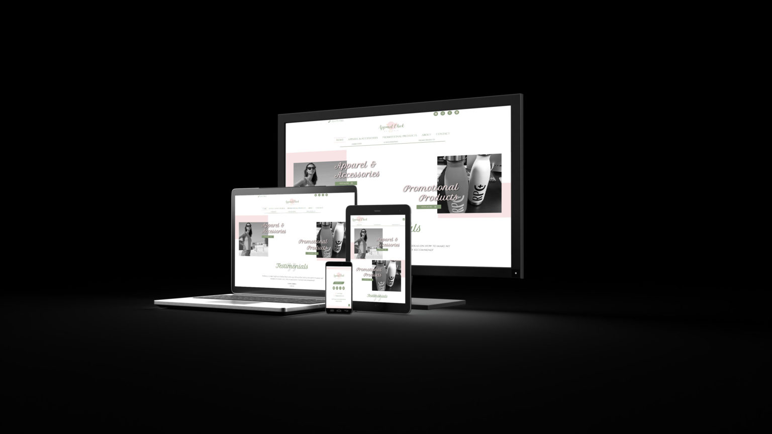 A starting website package example showing responsive web design